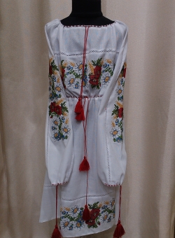 Машинная вышивка - плаття на льоні польові квіти